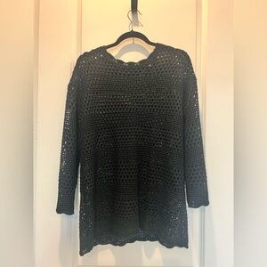 Black Crochet Swim Cover Up | Boho Open Knit Beach Tunic